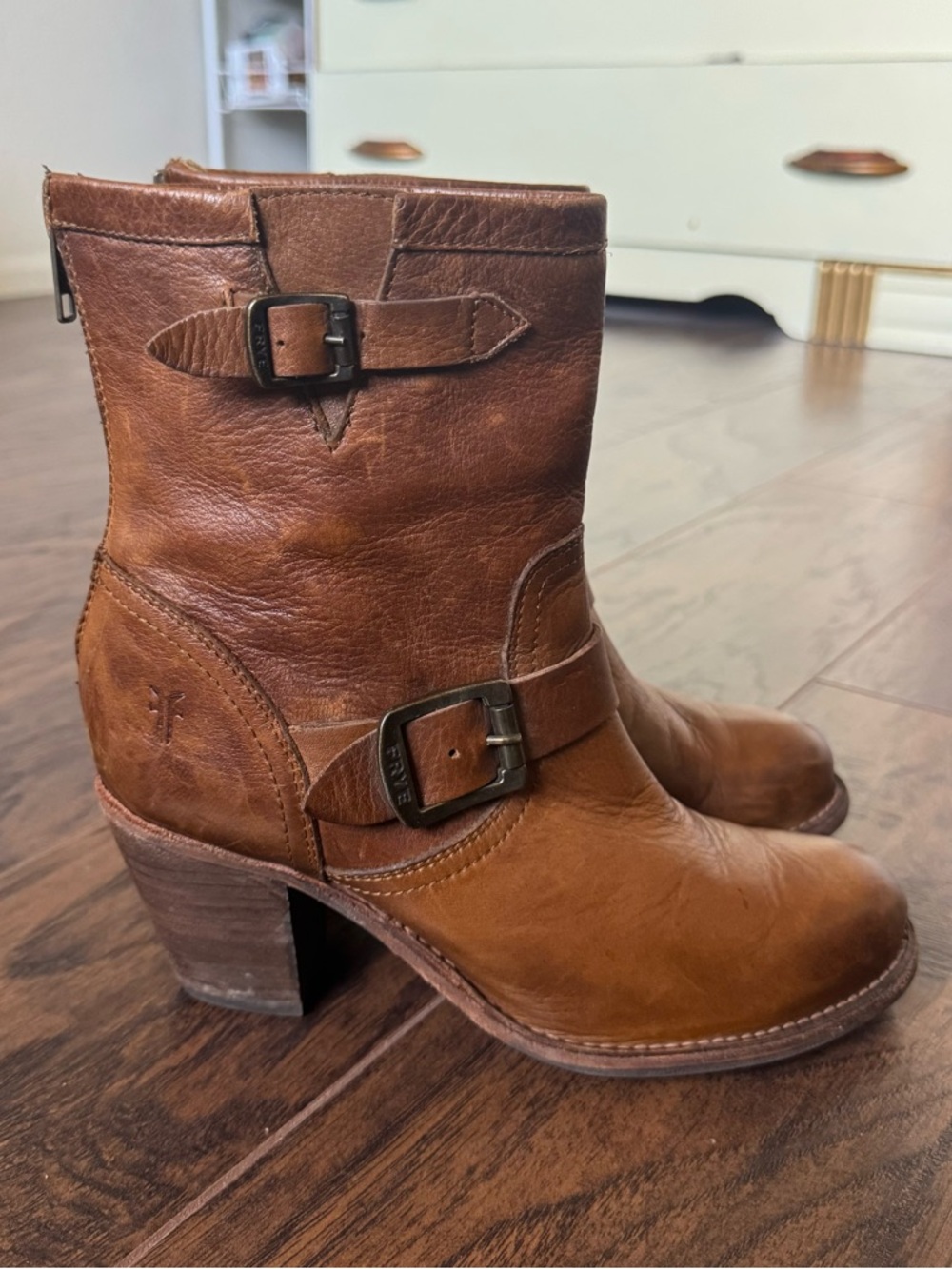 Frye Karla Engineer Short Brown Boot size 6.5 B